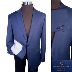 Brooks Brothers Explorer Regent Fit Blue Blazer 42R Sport Coat 2-Button Jacket